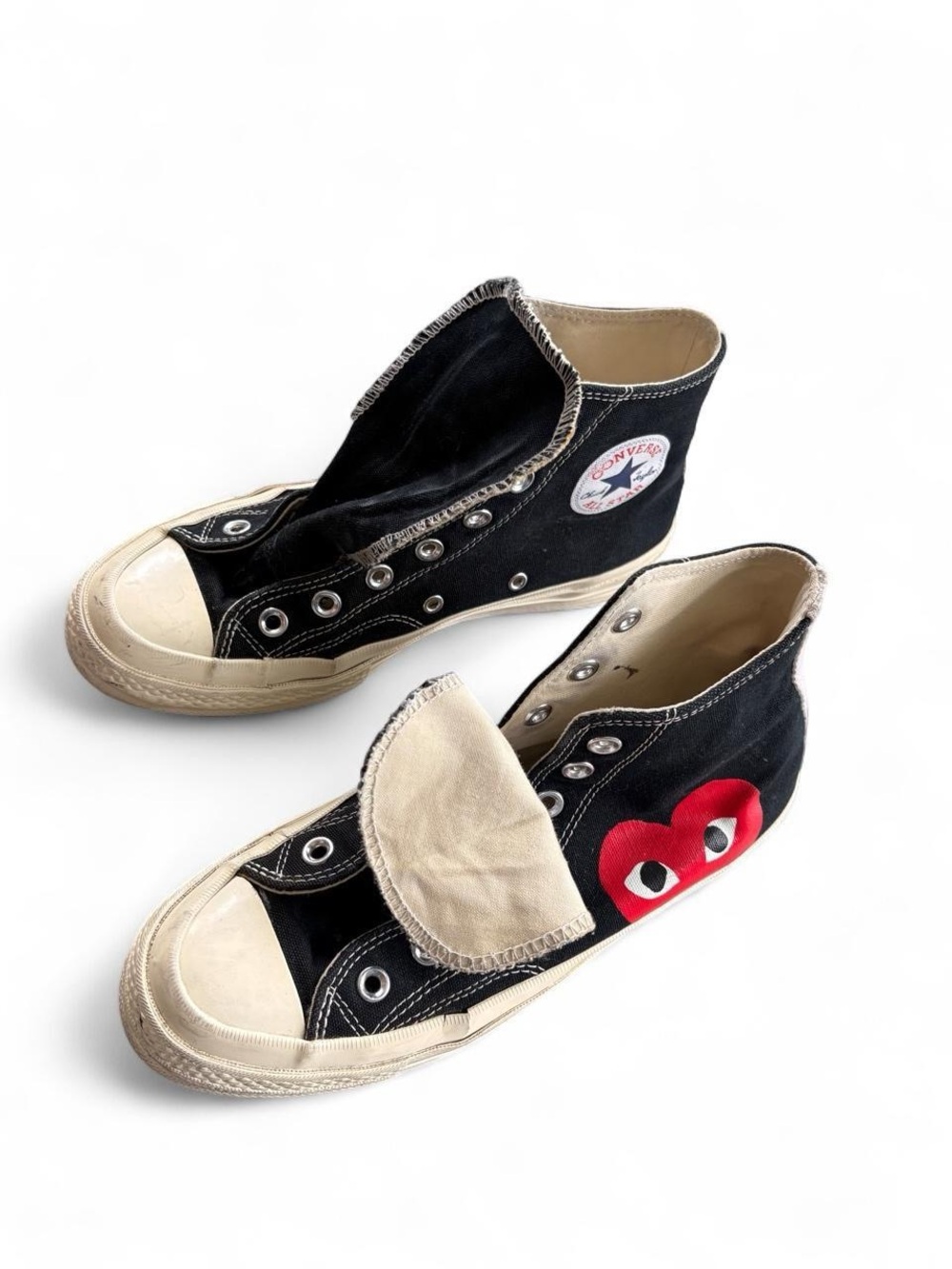 Converse Kids Black High-Top Sneakers with Red Heart Graphic